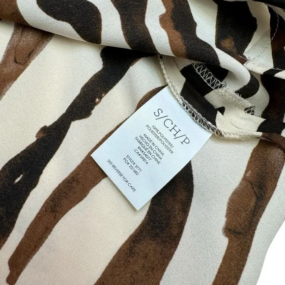 CAbi Brown Zebra Print Ruffle Sleeve Top 3771 Size S - Picture 9 of 12